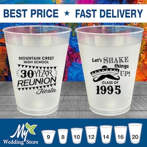 Class Reunion Frosted Cups, High School Reunion Favors, Class of 1995 Reunion, 30 Year College Reunion, Reunion Decorations | 140017
