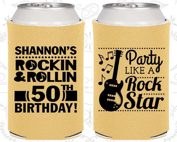 50th Birthday, 50th Birthday Party, Rock and Roll Birthday, Party like a Rock Star, Birthday Can Coolers, Birthday Coolies (20173) Il_570xn
