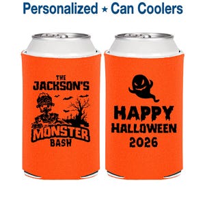 Halloween Favors, Halloween Can Coolers, Personalized Halloween, Halloween Party Gift, Monster Bash | 250022