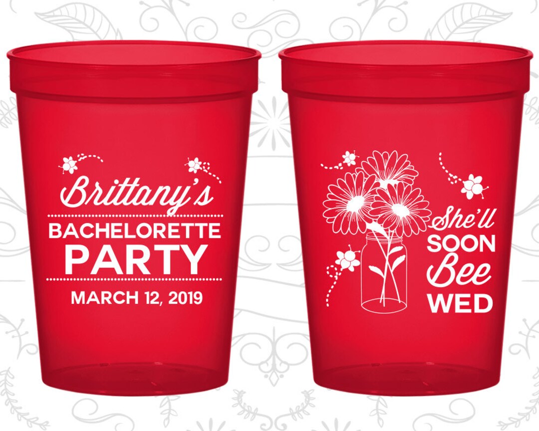 Floral Bachelorette Party Cups Customized Bachelorette Party Etsy