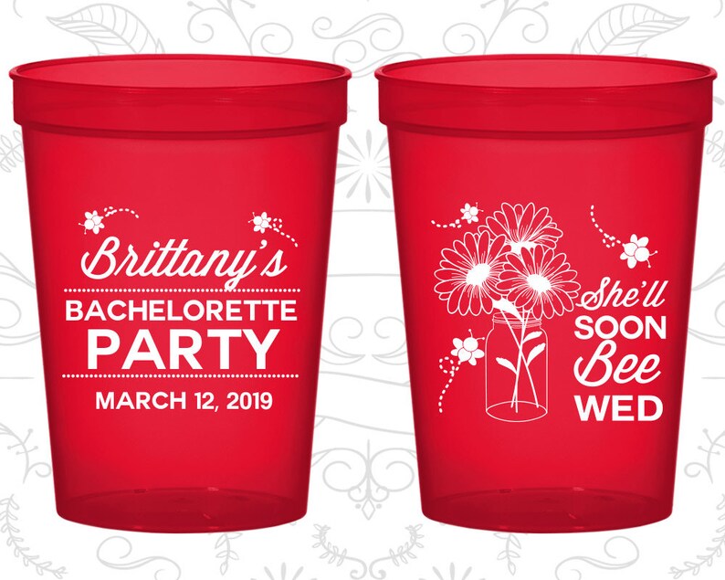 Floral Bachelorette Party Cups Customized Bachelorette Party Etsy
