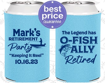 Retirement Party Favors, Retirement Can Coolers, Retirement Gifts, Retirement Party Ideas, O Fishally Retired (150008)