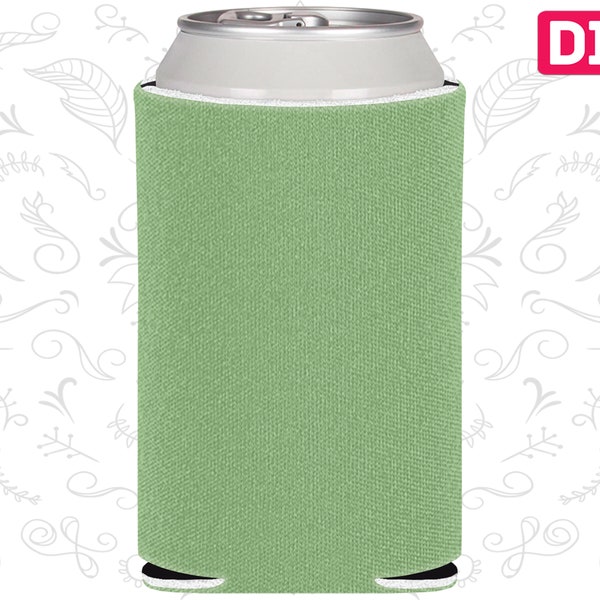 100 Pack - Blank Can Coolers Sage Green Blank Coolers Foam Can Holders Collapsible Bulk Beer Huggers DIY Crafts