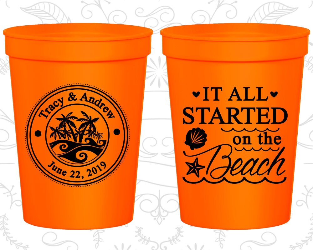 It all started on the beach Cups Wedding Drink Cups Beach Etsy