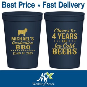 Graduation Party Cups, Graduation Favors, Grad Party Decorations, High School Graduation Party, Class of 2025 Cups, Graduation BBQ | 130009