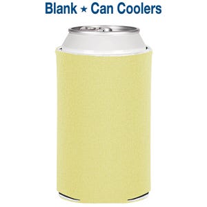 25 Pack - Blank Can Coolers Cream Blank Coolers Light Yellow Foam Can Holders Collapsible Bulk Beer Huggers DIY Crafts