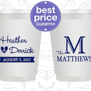 Custom Frosted Cups, Monogram, Wedding Favors, Wedding Cups, Personalized Plastic Cups | 602