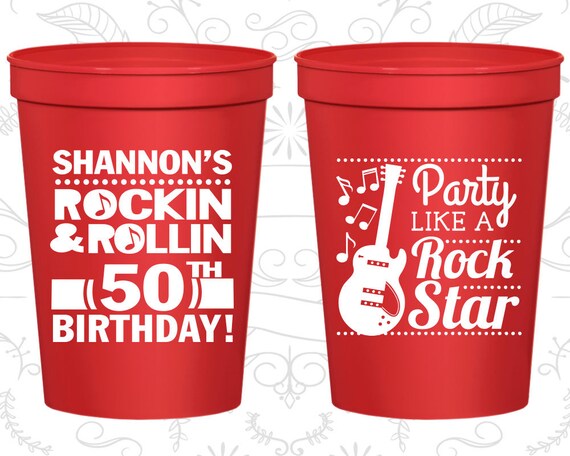 50th Party Favor Cups, Rock and Roll Birthday, Party like a Rock Star, Party Favor Cups, Fun Birthday Cups (C20173) Il_570xn