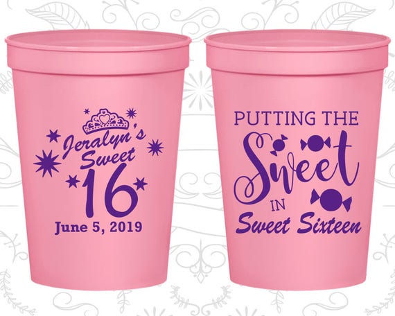 16th Birthday Cups Custom Plastic Birthday Cups Sweet 16 Cups Sweet Sixteen Cups Birthday Cups 142 By My Wedding Store Catch My Party