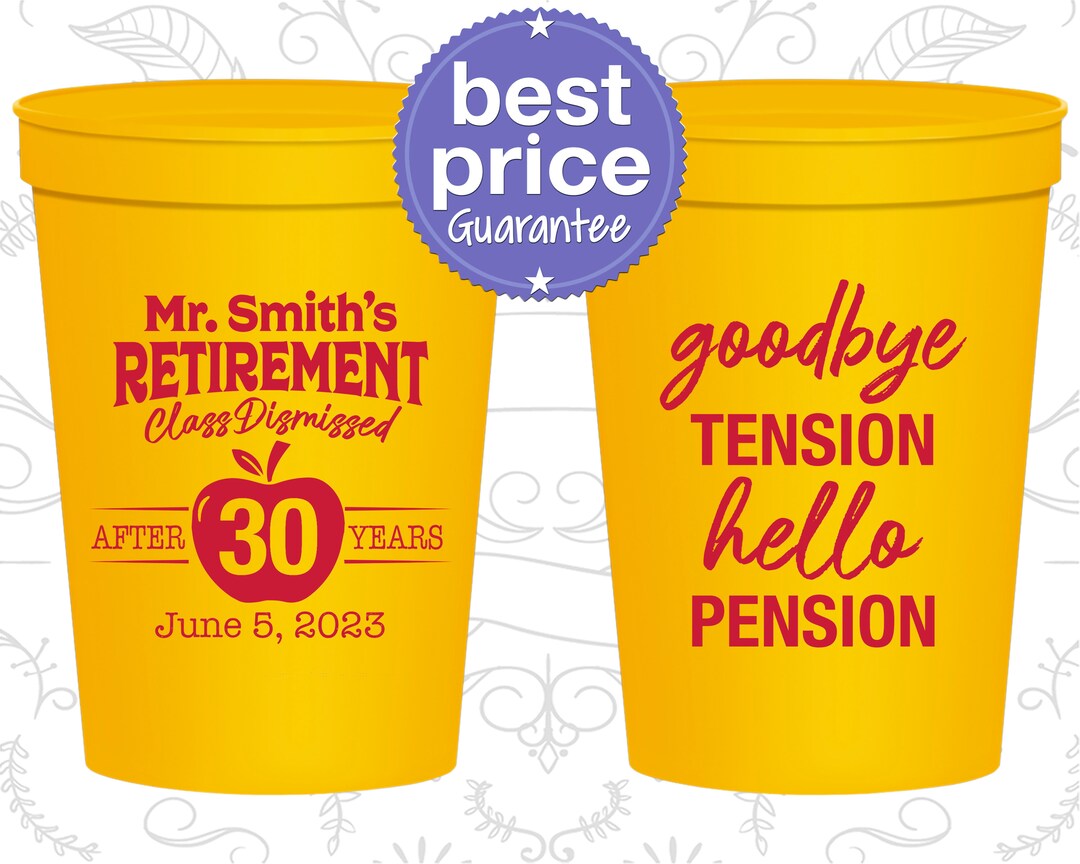 Retirement Cups, Retirement Party Favors, Retirement Gifts, Retirement Party Decorations