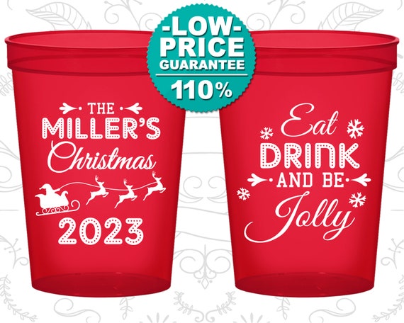 Christmas Stadium Cups, Christmas Favor, Custom Christmas Cups, Holiday Cups, Christmas Office Party Favors, Eat Drink and Be Jolly (280010) Il_570xn