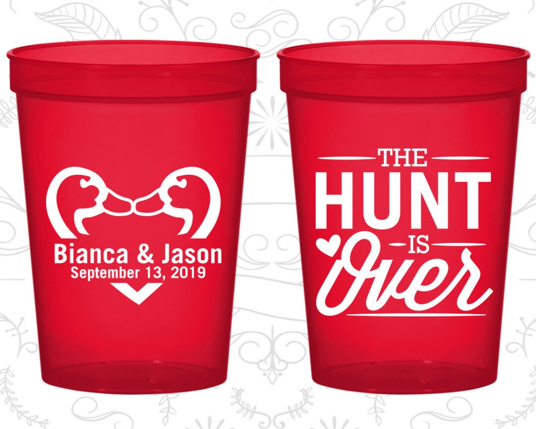 The Hunt is Over Cups, Imprinted Party Cups, Hunting Wedding Cups, Duck ...