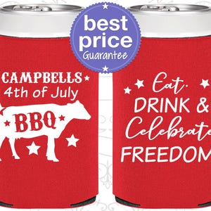 4th of July Party, 4th of July Can Coolers, July 4th Gift Ideas, Fourth of July Party Decor, 4th of July BBQ, America | 220000
