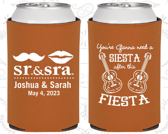 Your Gonna Need a Siesta after this Fiesta, Wedding, Wooden Guitars, Sr and Sra, Mustache and Lips, Wedding Can Coolers (208) Il_570xn
