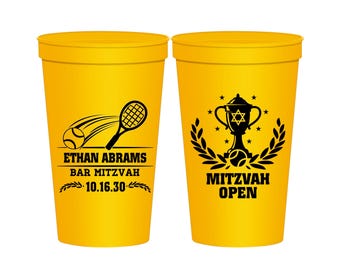 Bar Mitzvah Stadium Cups, Bar Mitzvah Favors, Bar Mitzvah Decorations, Barmitzvah Gift, Tennis Bar Mitzvah, Sports Bar Mitzvah | 110011