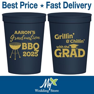 Graduation Party Cups, Graduation Favors, Graduation Party Ideas, Graduation Party Decorations, Class of 2025 Cups, Graduation BBQ | 130007