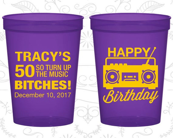 50th Party Favor Cups Vintage Birthday Happy Birthday 80s | Etsy