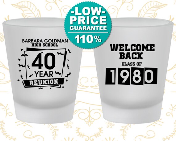 High School Reunion Shot Glasses Class Of 1980 Reunion 40 Year