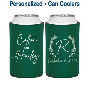 Personalized Wedding Can Coolers, Wedding Toast, Custom Reception Bar, Monogram Wedding Favors | 803