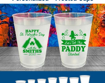 St Patricks Day Frosted Cups, St Patricks Day Party Favors, St Pattys Day, St Patricks Day Idea, Lets Get this Paddy Started | 200014