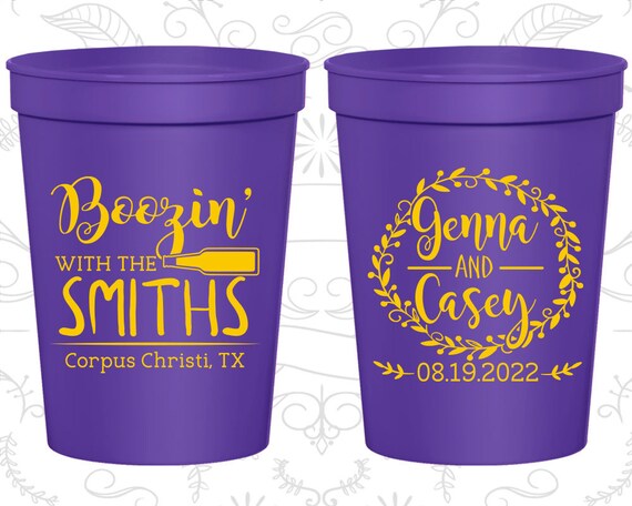 Boozin, Printed Beer Cups,Printed Beer Cups, Floral Wedding, Country Wedding Cups, Wedding Cups (546) Il_570xn