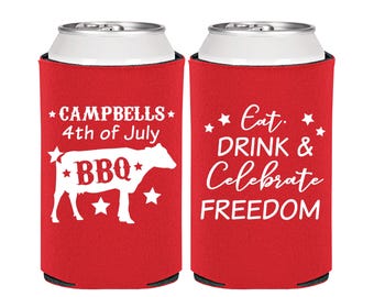 4th of July Party, 4th of July Can Coolers, July 4th Gift Ideas, Fourth of July Party Decor, 4th of July BBQ, America | 220000
