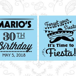 30th Birthday, Forget your siesta, its time to fiesta, Fiesta Birthday Shot Glasses, Birthday Glasses C20034 image 2