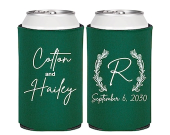Personalized Wedding Can Coolers, Wedding Toast, Custom Reception Bar, Monogram Wedding Favors | 803