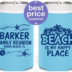 Family Reunion Favors, Family Reunion Can Coolers, Family Reunion Gift Ideas, Family Reunion Beach, The beach is my happy place 160016 image 1