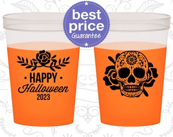 Halloween Color Changing Cups, Halloween Favors, Personalized Halloween, Halloween Party Decor, Sugar Skull, Candy Skull (250020)