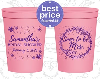 Bridal Shower Plastic Cups, Bridal Shower Favors, Bridal Shower Gifts, Unique Bridal Shower Favors, Rustic Bridal Shower Favors (100004)