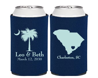 Palmetto Tree, Unique Wedding, Crescent Moon, South Carolina Palmetto, Palmetto Moon, SC Palmetto Tree, Wedding Can Coolers | 476
