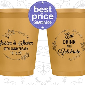 Anniversary Frosted Cups, 50th Wedding Anniversary Party Favors, Anniversary Ideas, Golden Anniversary Favors, Parents Anniversary | 80027