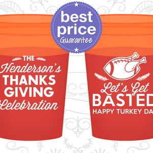 Thanksgiving Color Changing Cups, Thanksgiving Favors, Thanksgiving Dinner, Lets Get Basted, Thanksgiving Football | 260003
