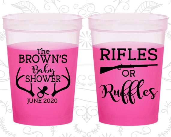 Rifles and Ruffles, Baby Shower Mood Cups, Antler Baby Shower, Hunting Baby Shower, Baby Shower Color Changing Cups (90122) Il_570xn