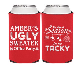 Christmas Favors, Christmas Can Cooler, Holiday, Christmas Office Party Favors, Ugly Christmas Sweater Party, Tacky Sweater Party | 280020