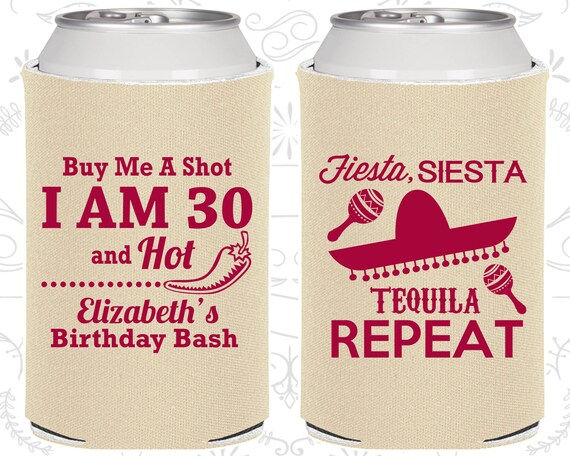 30th Birthday, 30th Birthday Party, Fiesta Siesta Tequila Repeat, Mexican Birthday Party, Birthday Can Coolers, Birthday Coolies (20177) Il_570xn