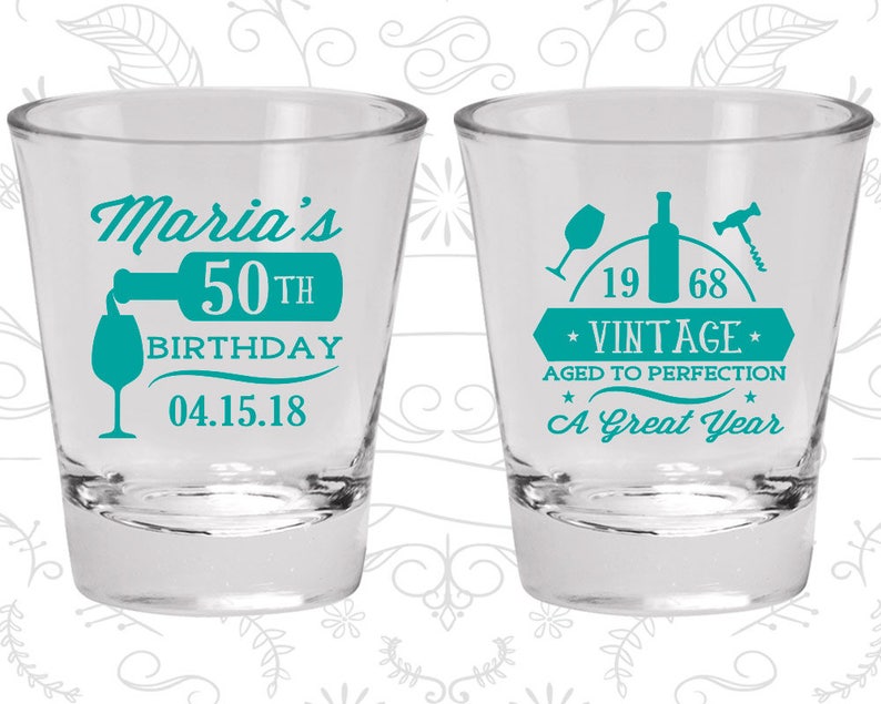 50th Birthday Shot Glasses Personalized Birthday Glasses Etsy
