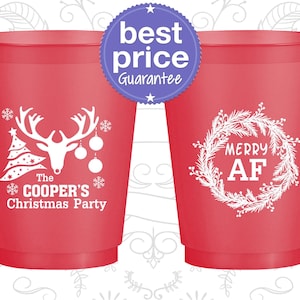 Christmas Frost Flex Cups, Christmas Favors, Custom Christmas, Holiday Party Cups, Christmas Party Supplies, Merry AF | 280014