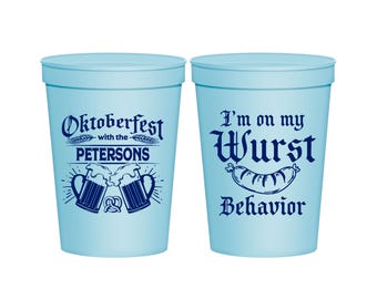 Oktoberfest Plastic Cups, Oktoberfest Party Favors, Oktoberfest Decor, Oktoberfest Party Decorations, Wurst Behavior | 240010