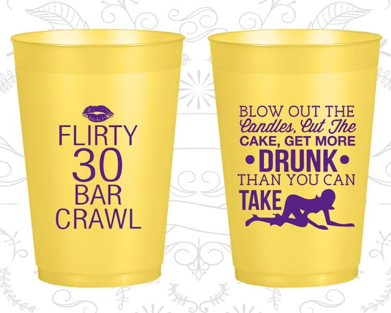 30th Birthday Frosted Cups, Flirty and 30, Flirty and thirty, Stripper Birthday, Frosted Birthday Cups (20233) Il_570xn