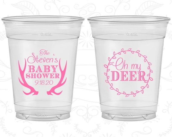 Antler Baby Shower, Baby Shower Soft Sided Cups, Hunting Baby Shower, Oh My Deer Baby Shower, Baby Shower Disposable Cups (C90121) Il_570xn