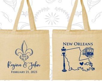 New Orleans, Personalized Tote Bags, Nola Wedding Bags, Cajun Wedding Bags, Fleur De Lis, Wedding Bags (405)