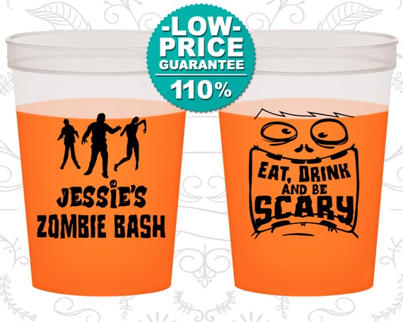 Halloween Mood Cups, Halloween Party Favors, Custom Halloween, Halloween Supplies, Eat Drink and Be Scary, Zombie Bash (250029) Il_570xn