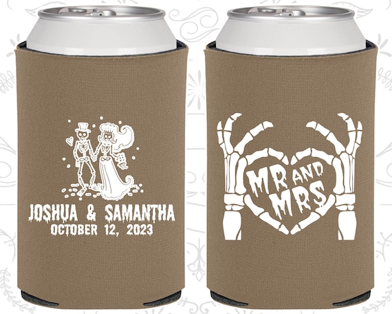 Mr and Mrs, Wedding Gift Ideas, Sugar Skull, Day of the Dead, Candy Skull, Dia De Los Muertos, Wedding Can Coolers (204) Il_570xn