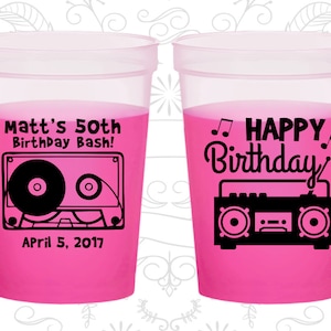 50th Birthday Mood Cups, Vintage Birthday, Happy Birthday, 80s Birthday, Birthday Color Changing Cups 20117 image 1