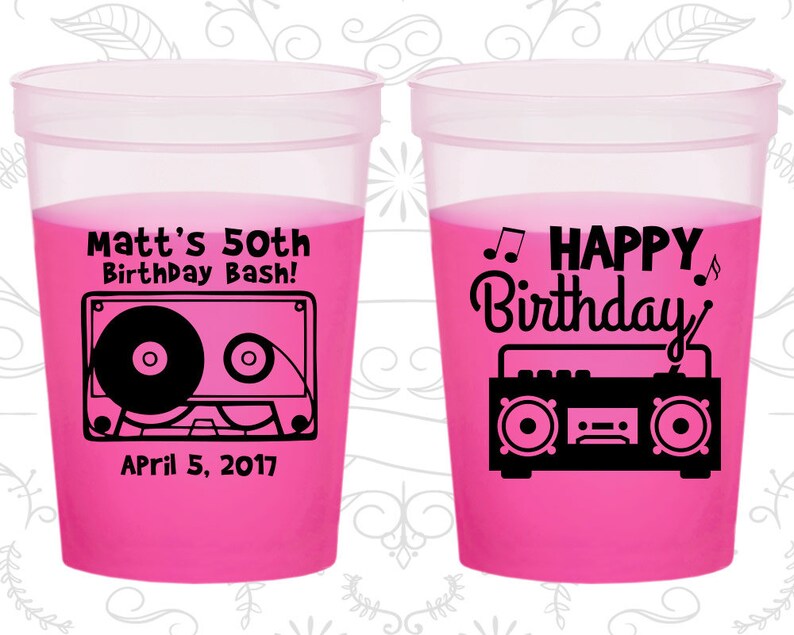 50th Birthday Mood Cups, Vintage Birthday, Happy Birthday, 80s Birthday, Birthday Color Changing Cups 20117 image 1