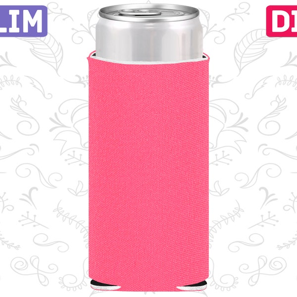 50 Pack - Blank Slim Can Coolers Neon Pink Blank Skinny Coolers Foam Seltzer Can Holders Collapsible Bulk Beer Huggers DIY Crafts