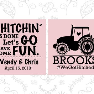 The Hitchin is Done, Lets go have some fun, Wedding Party Mood Cups, Farm Wedding, Country Wedding, Tractor Wedding, Pink Mood Cups 548 image 4