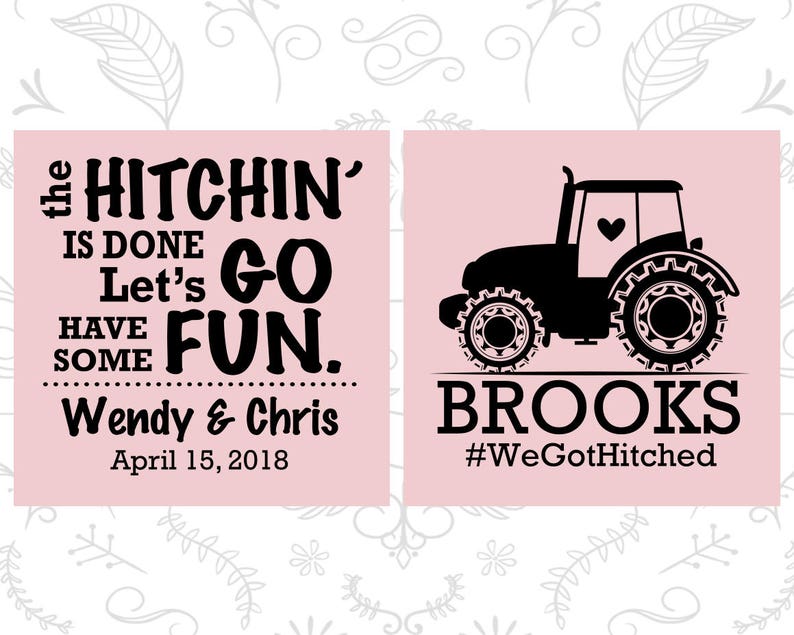 The Hitchin is Done, Lets go have some fun, Wedding Party Mood Cups, Farm Wedding, Country Wedding, Tractor Wedding, Pink Mood Cups 548 image 4